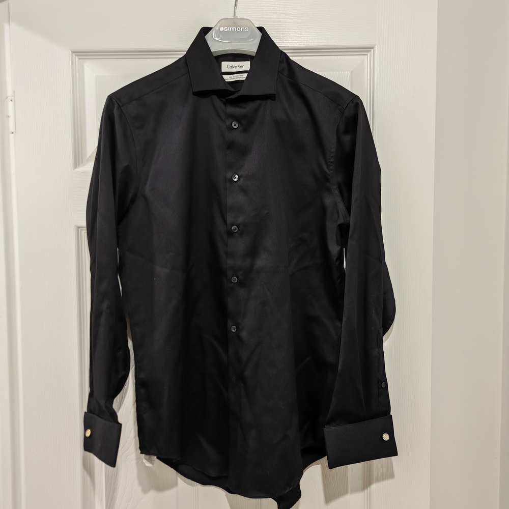 CALVIN KLEIN Cotton Dress Shirt with French Cuff & Cuff Link